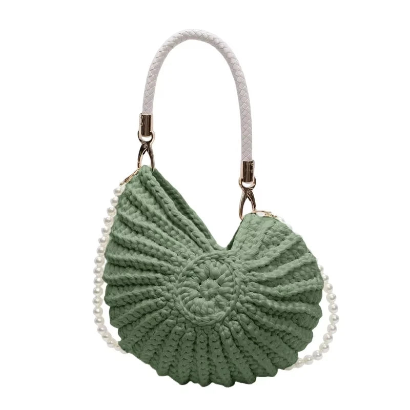 Mermaidcore Sea Spiral Knit Bag A-Green Shoptery