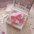 Jirai Kei Fluffy Heart Velvet Bow Pearl Charm Hair Clip 07 light pink pink Shoptery