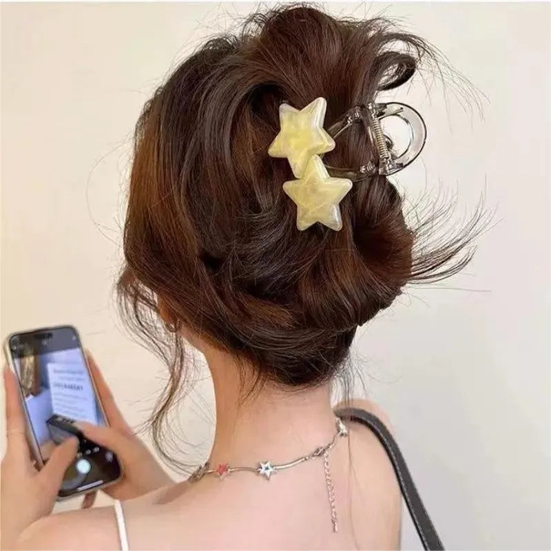 Decora Pearlescent Star Hair Claw Clip in Smoky Grey C Shoptery