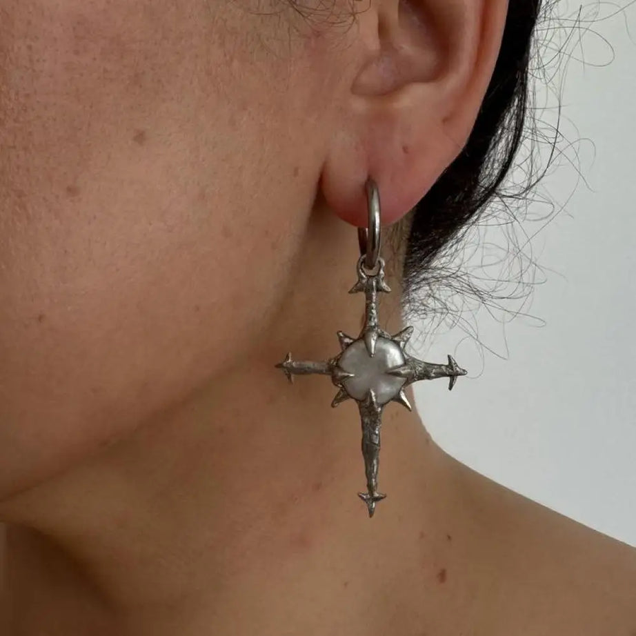 Thorn Relic Cross Goth Earrings Shoptery