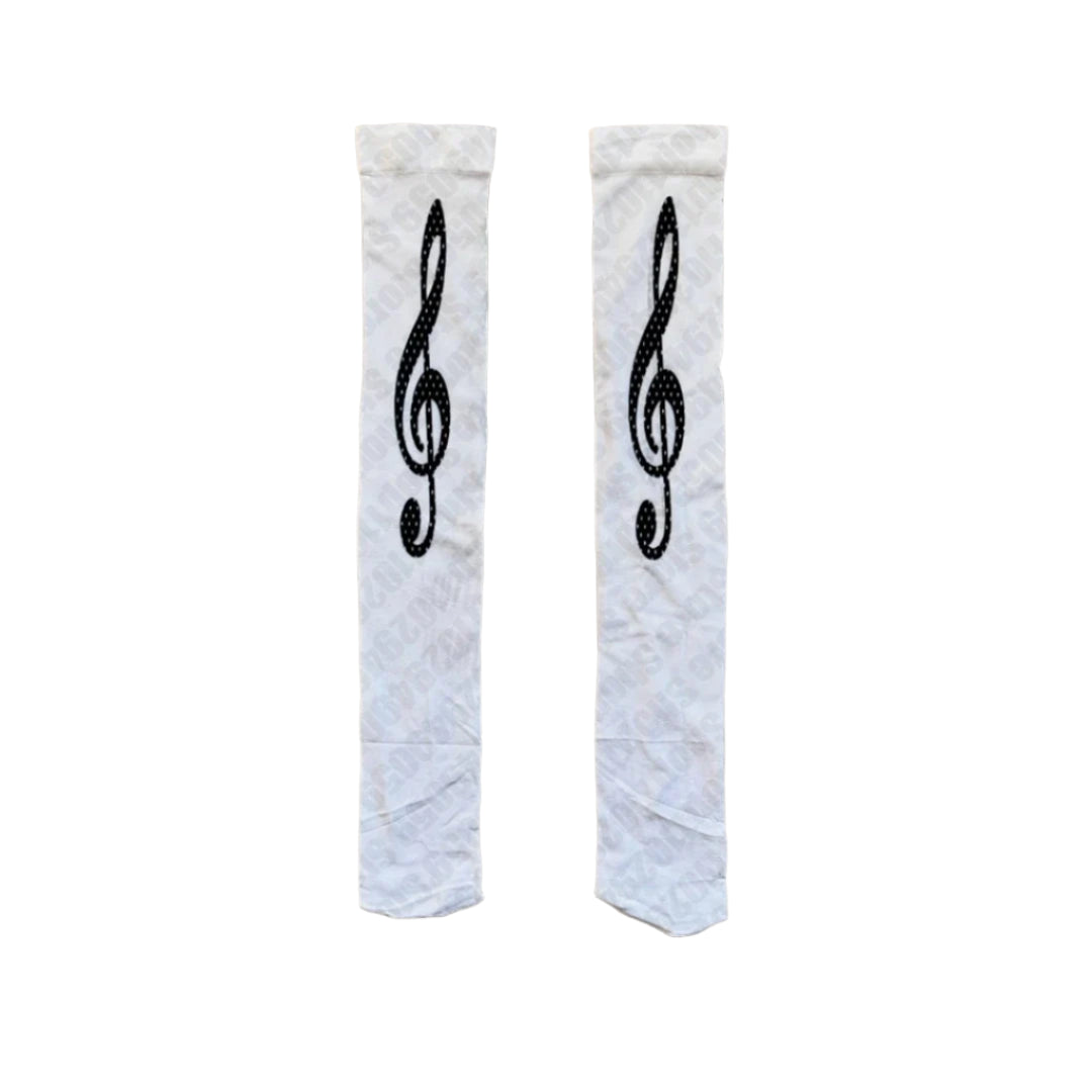 Aesthetic Melody Note Long Socks WHITE One Size Shoptery