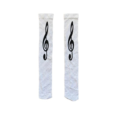 Aesthetic Melody Note Long Socks WHITE One Size Shoptery