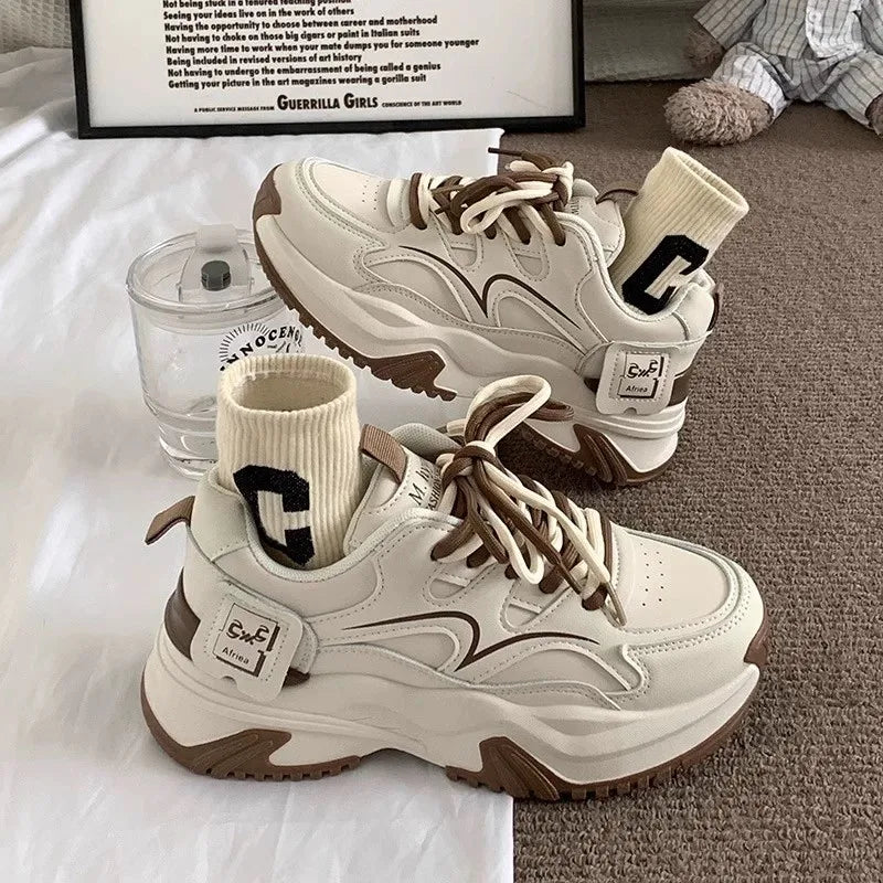 Monochrome Motion Sneakers Khaki Shoptery