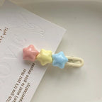 Decora Pastel Rainbow Triple Star Hair Clips Set of 4 1Pcs Shoptery