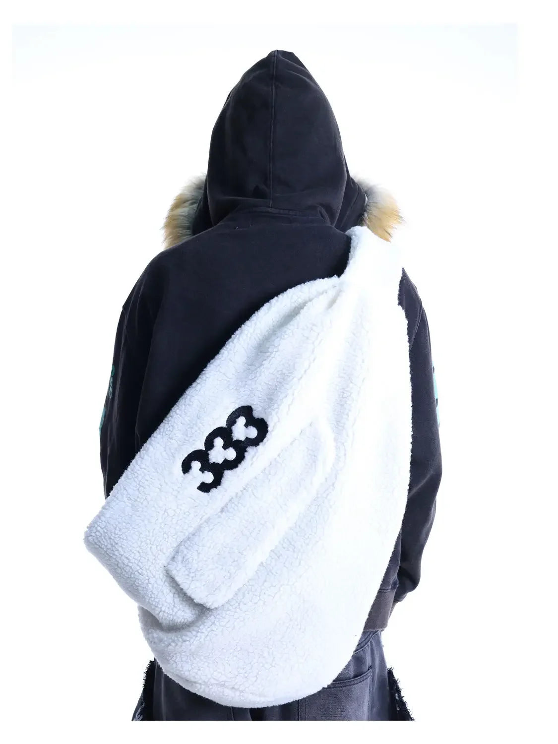 Fuzzy Dreamcore Edgy Slouch Bag WHITE Shoptery
