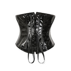 Visual Kei Black Patent PVC Underbust Corset with Buckles & Zipper Shoptery