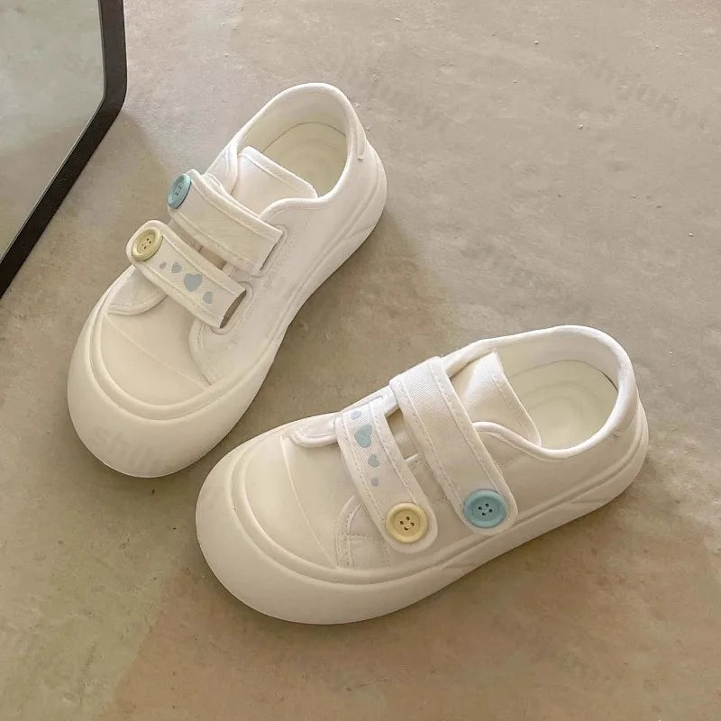 Fairy Kei Strawberry Canvas Platform Sneakers with Velcro Straps Shoptery