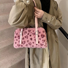 Pink Prowl Fuzzy Shoulder Bag Shoptery