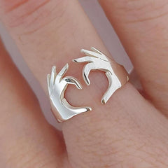 Heart Gesture Coquette Ring T0112 resizable Shoptery