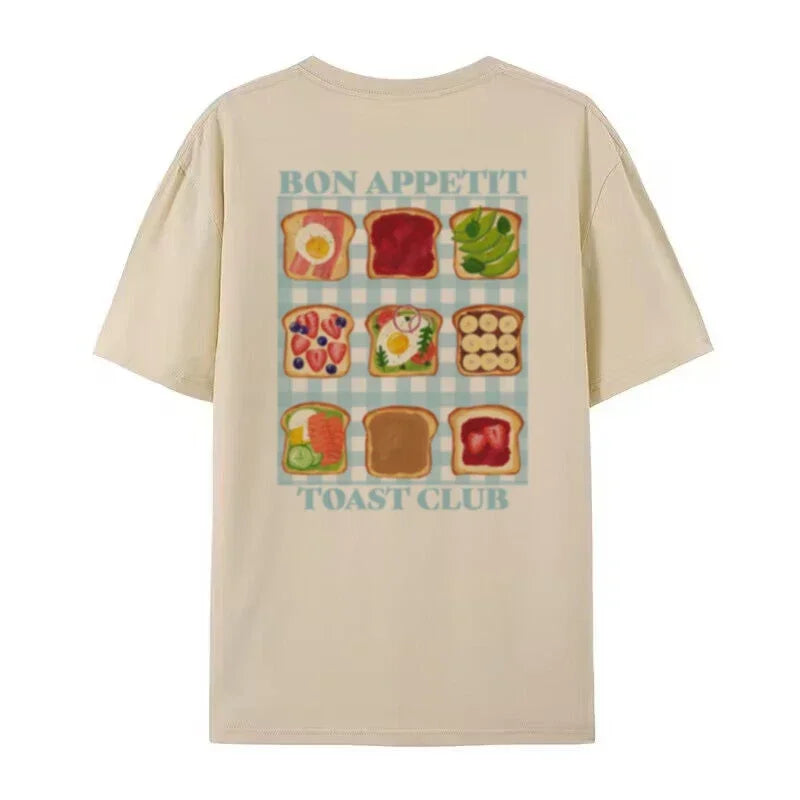 Bon Appétit Toast Cute T-Shirt Khaki Shoptery