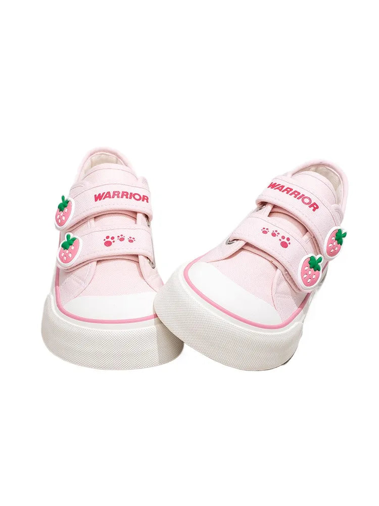 Fairy Kei Pink Strawberry Platform Canvas Sneakers with Velcro Straps Secondary image