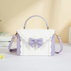 Jirai Kei Scallop Bow Crossbody Handbag in Pink & Cream PURPLE Shoptery