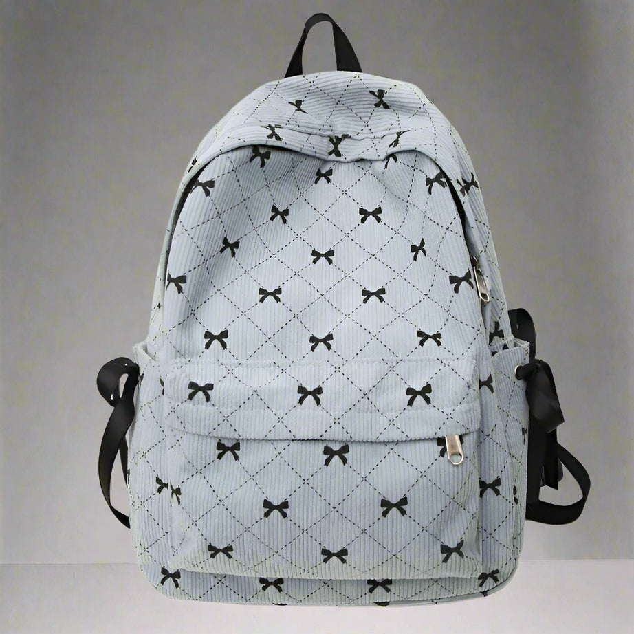 Ribbon Grid Coquette Backpack Blue Shoptery