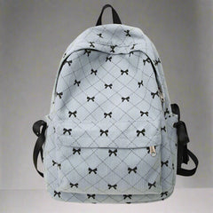 Ribbon Grid Coquette Backpack Blue Shoptery
