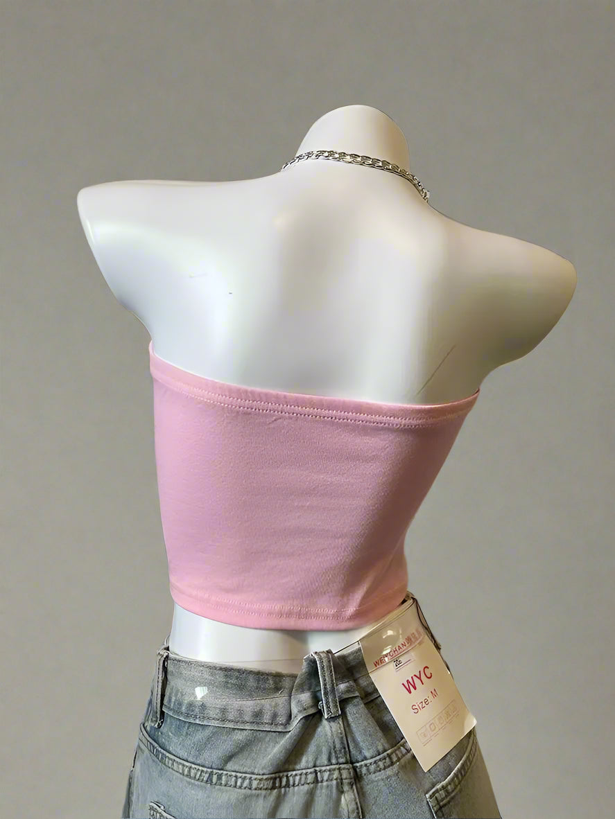 Psycho Sweetheart Chain Y2k Pink Crop Top Shoptery