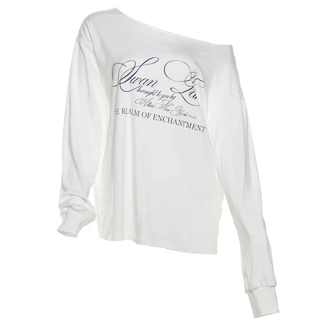 Enchanted Script Studded Aesthetic T-shirt Long sleeve White Shoptery
