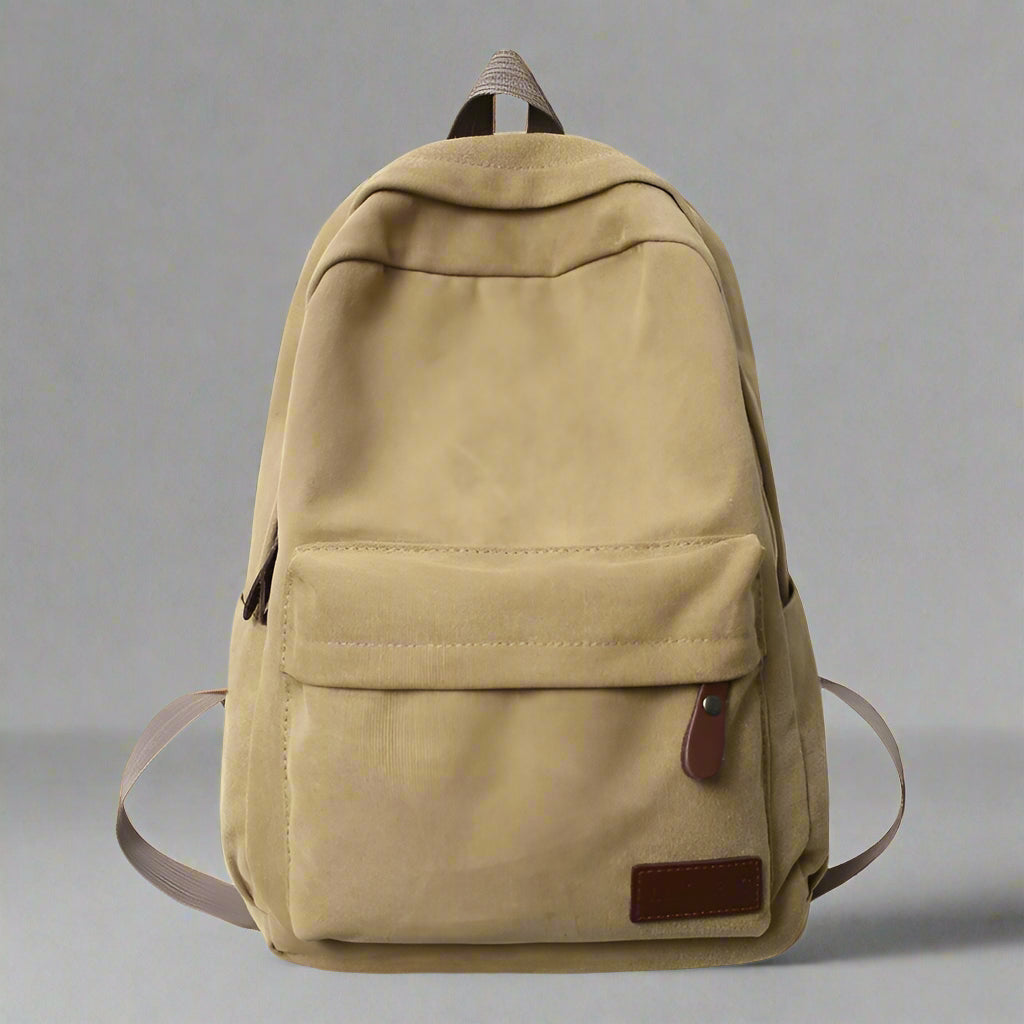 Classic Sand Canvas Aesthetic Backpack Khaki Shoptery