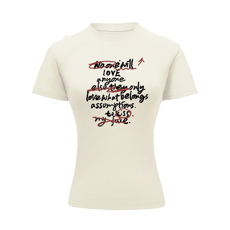 Y2K Graffiti Love T-Shirt beige Shoptery