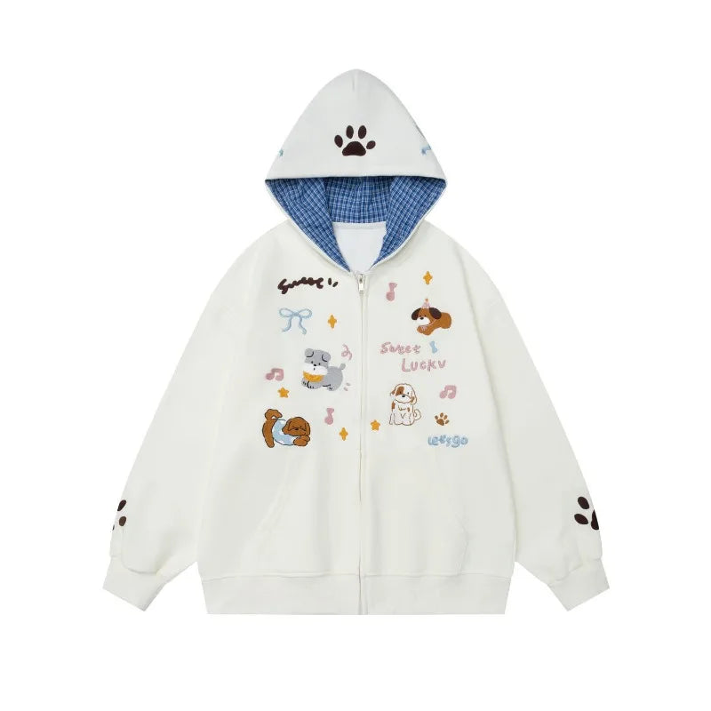 Puppy Love Zip-Up Hoodie abricot Shoptery