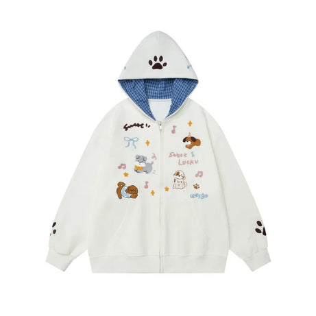 Puppy Love Zip-Up Hoodie abricot Shoptery