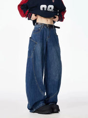 Midnight Core Wide Edgy Y2k Jeans Blue Shoptery