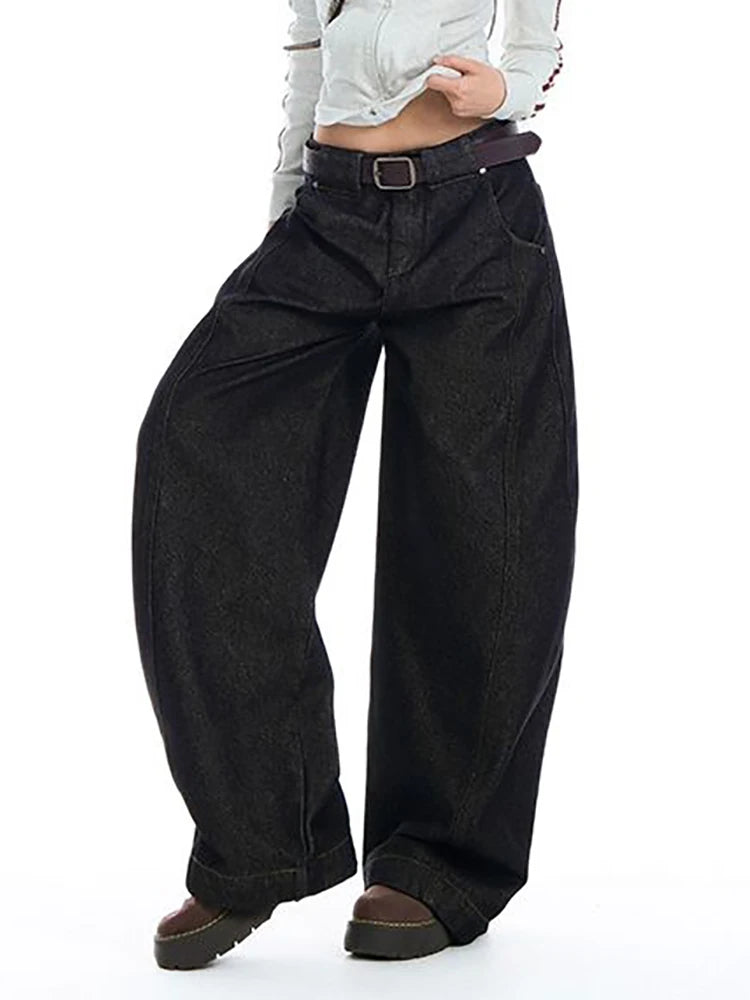 Dark Wash Slouchy Wide Leg Jeans Shoptery