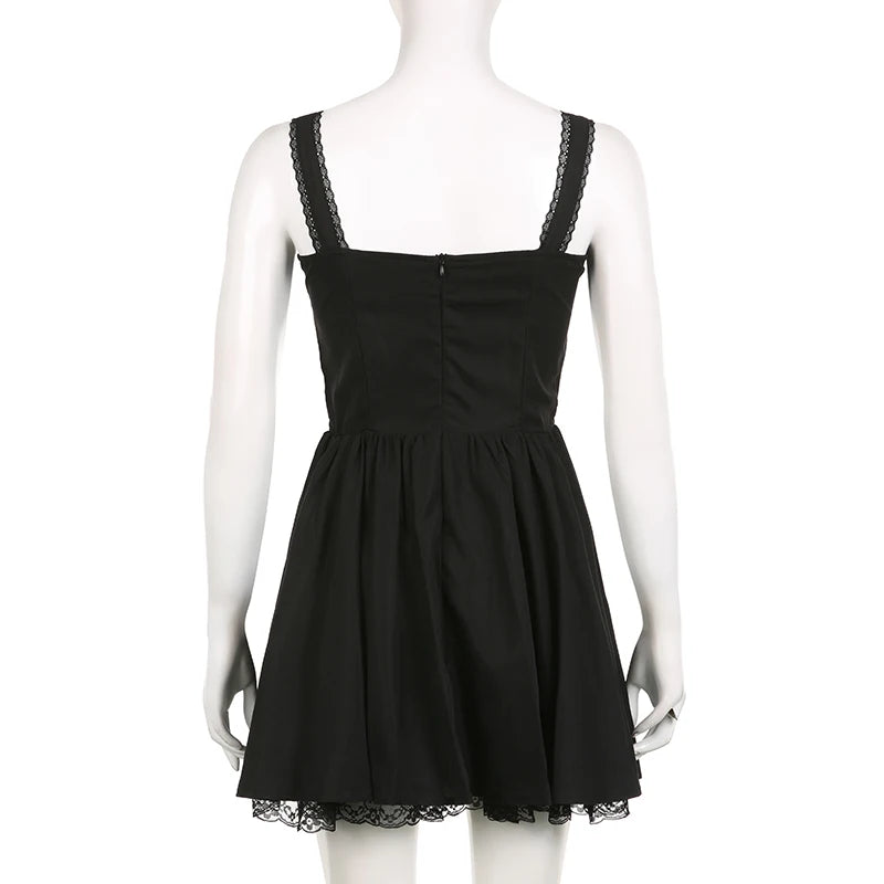 Coquette Lace Panel A-line White Dress Shoptery