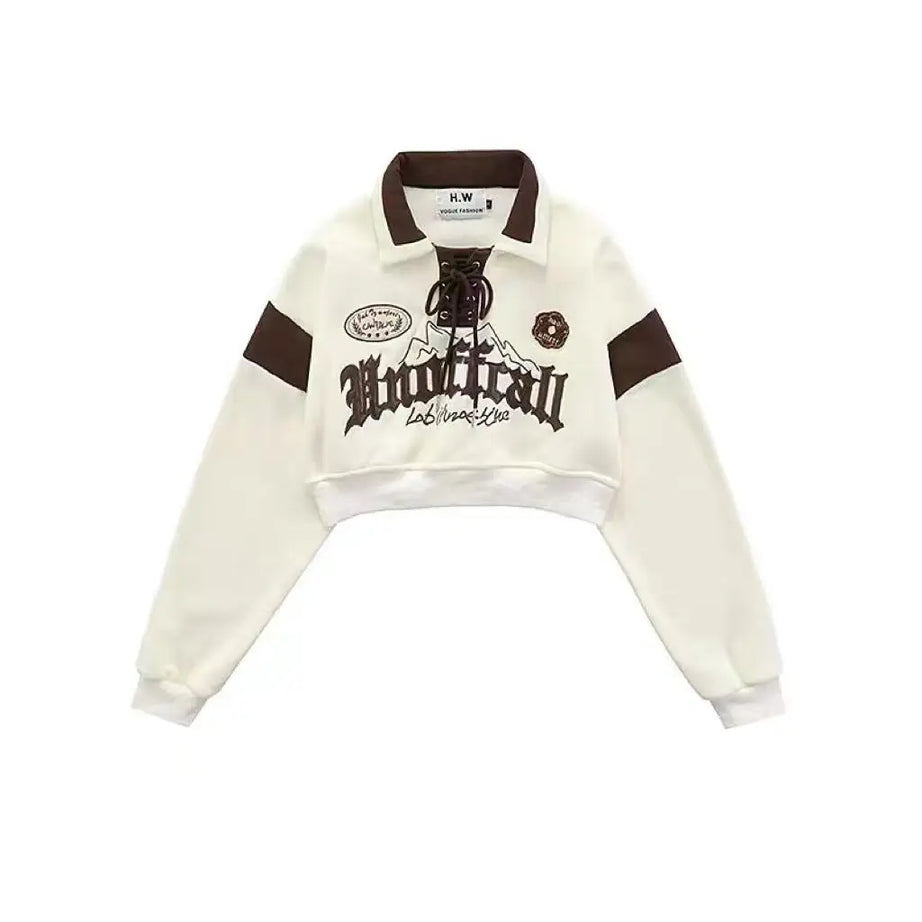 Mountain Trail Patchwork Edgy Sweatshirt apricot Shoptery