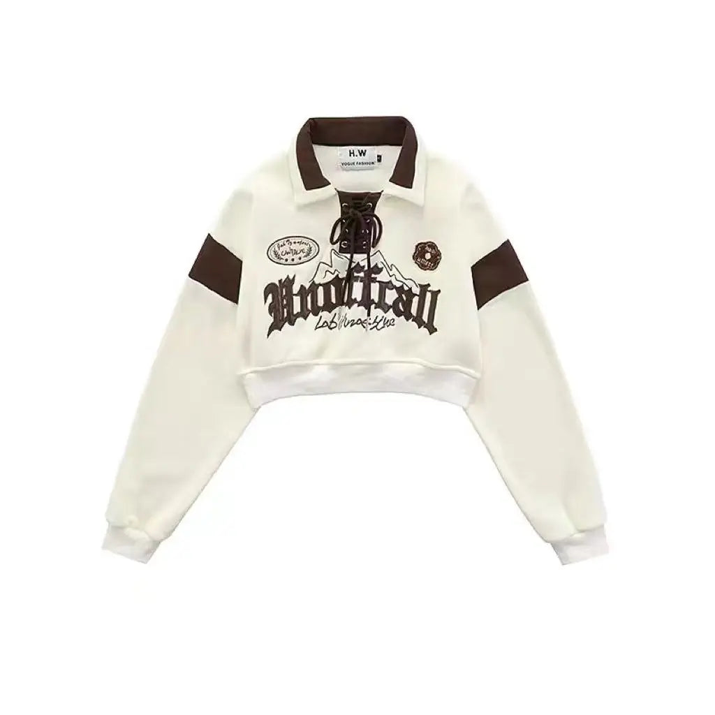 Mountain Trail Patchwork Edgy Sweatshirt apricot Shoptery