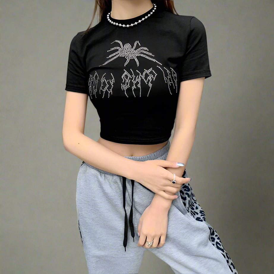 Diamond Venom Alt Crop Top black Shoptery
