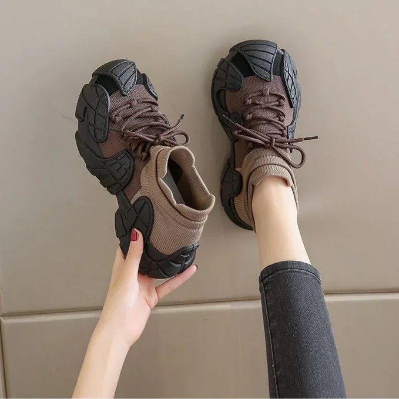 Knitcore Gummy Edgy Sneakers Khaki Shoes Shoptery