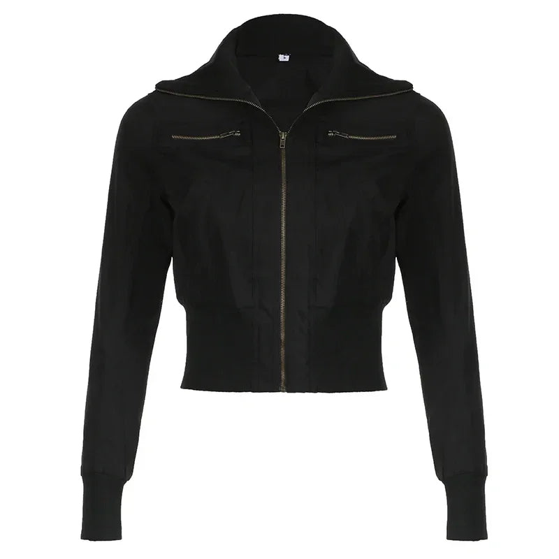 Shadow Zip High-Neck Jacket black Shoptery