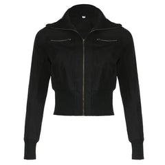 Shadow Zip High-Neck Jacket black Shoptery