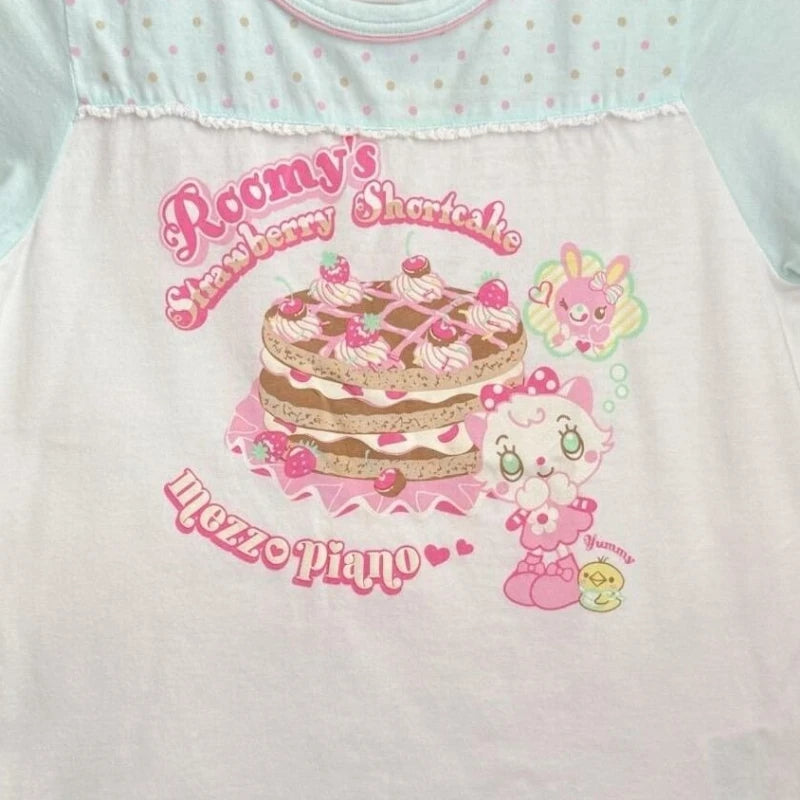 Fairy Kei Mezzo Piano Strawberry Shortcake Pastel Graphic Tee Secondary image