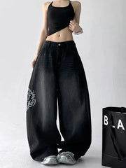 Midnight Scroll Embroidered Jeans Shoptery