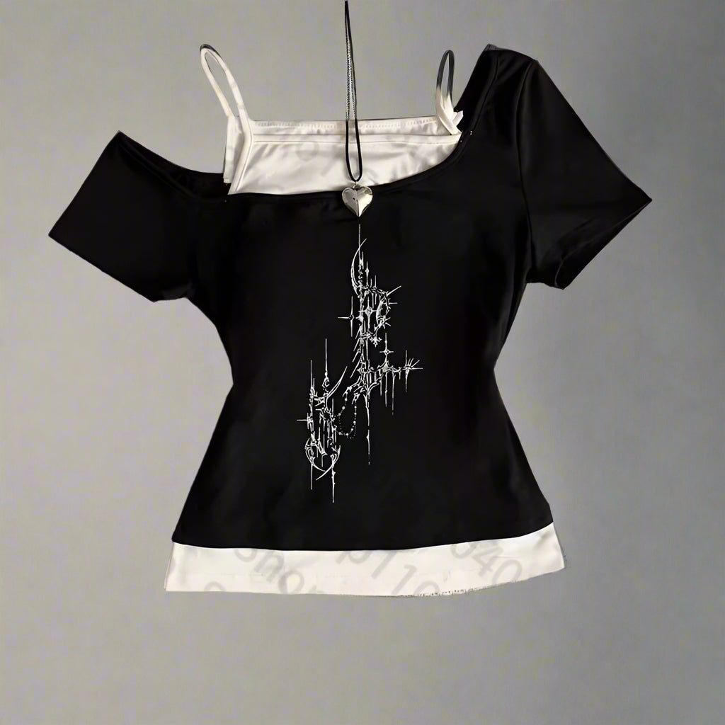 Lunar Altar Layered Alt Crop Top BLACK 1 Shoptery