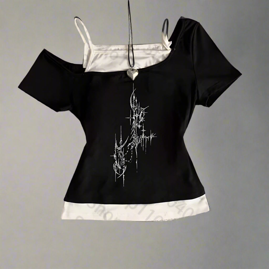 Lunar Altar Layered Alt Crop Top BLACK 1 Shoptery