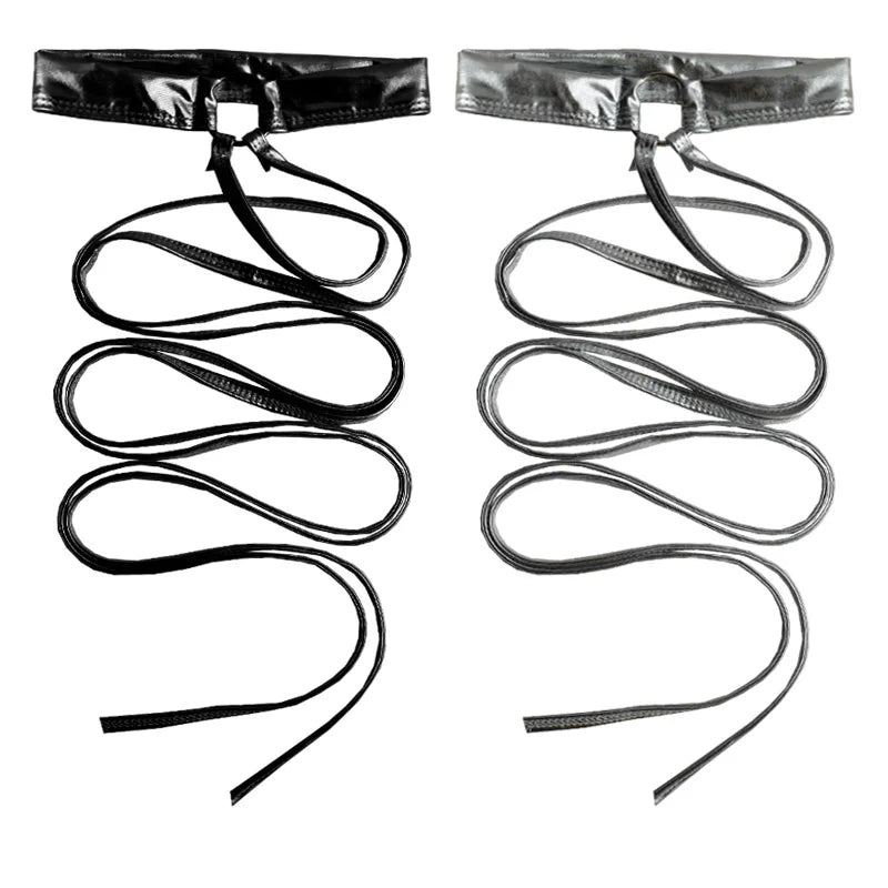 Silver Orbit Strappy Edgy Leg Ring 1 black 1silver Shoptery