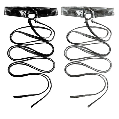 Silver Orbit Strappy Edgy Leg Ring 1 black 1silver Shoptery