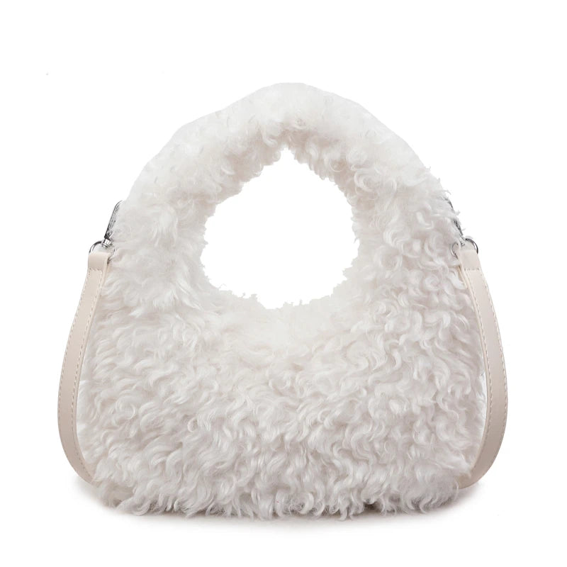 Plush Sweet Shoulder Bags Beige Shoptery