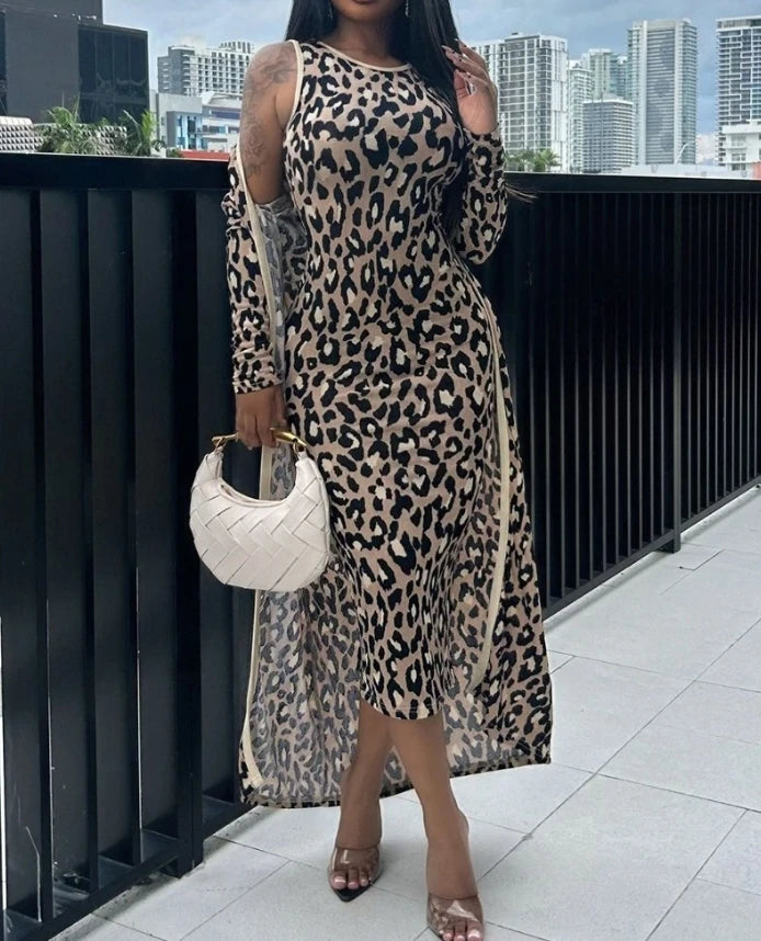 Women's Fashion 2 Piece Leopard Print Convertible Set