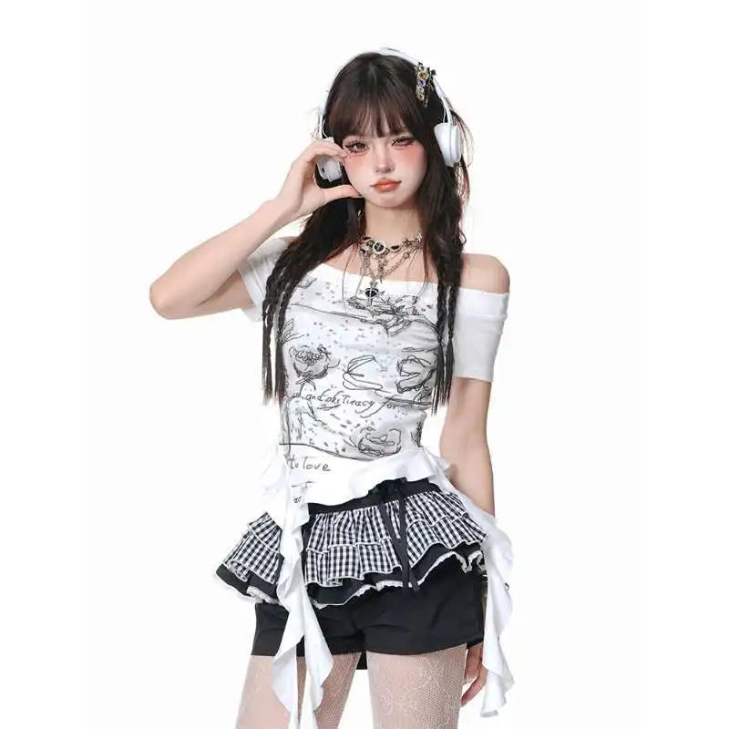 Starlit Chaos Off-Shoulder Alt Top White Shoptery