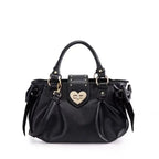 Jirai Kei Pink Heart Lock Bow Handbag with Gold Studs black Shoptery
