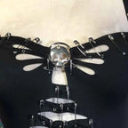 Visual Kei Skull Safety Pin Cut-Out Cage Crop Top Shoptery