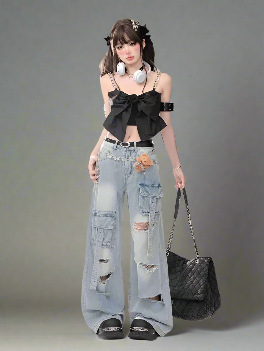 Teddy Edgy Cargo Jeans Blue Shoptery