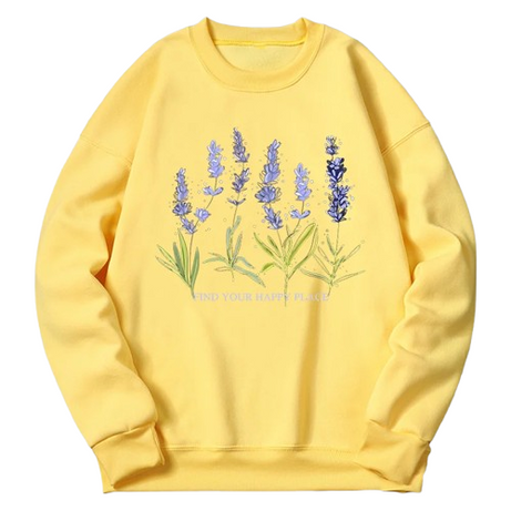 Lavender Bloom Cozy Aesthetic Sweatshirt Yellow Shoptery