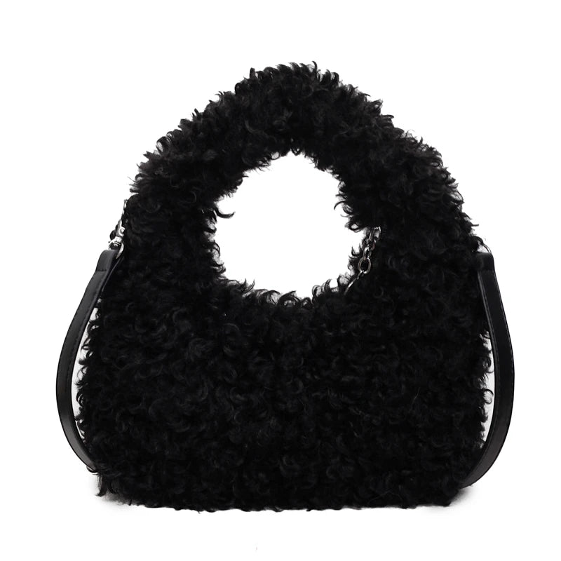 Plush Sweet Shoulder Bags black Shoptery
