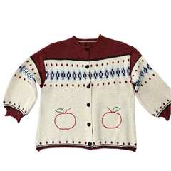 Retro Cottage Apple Knit Cardigan Apricot Shoptery