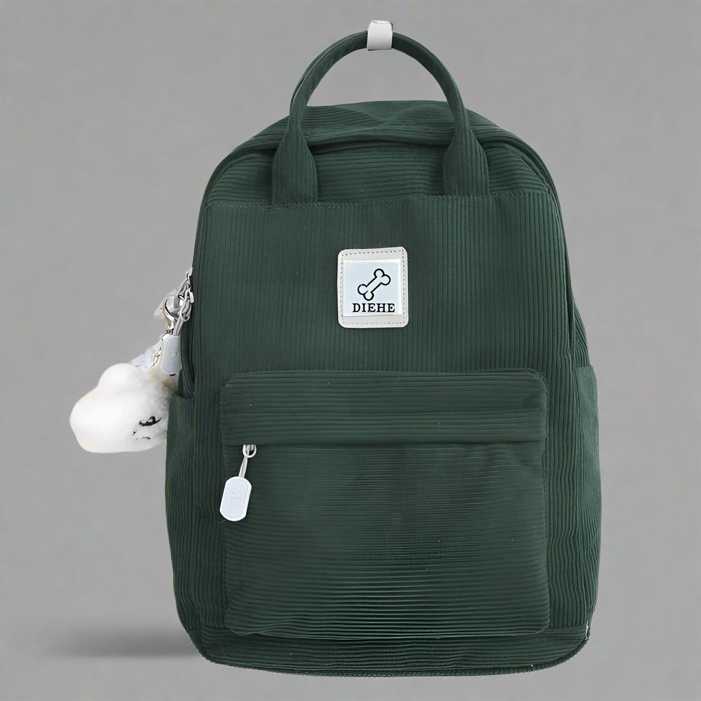 Backpack – Teddy Corduroy for Versatile Style green Shoptery