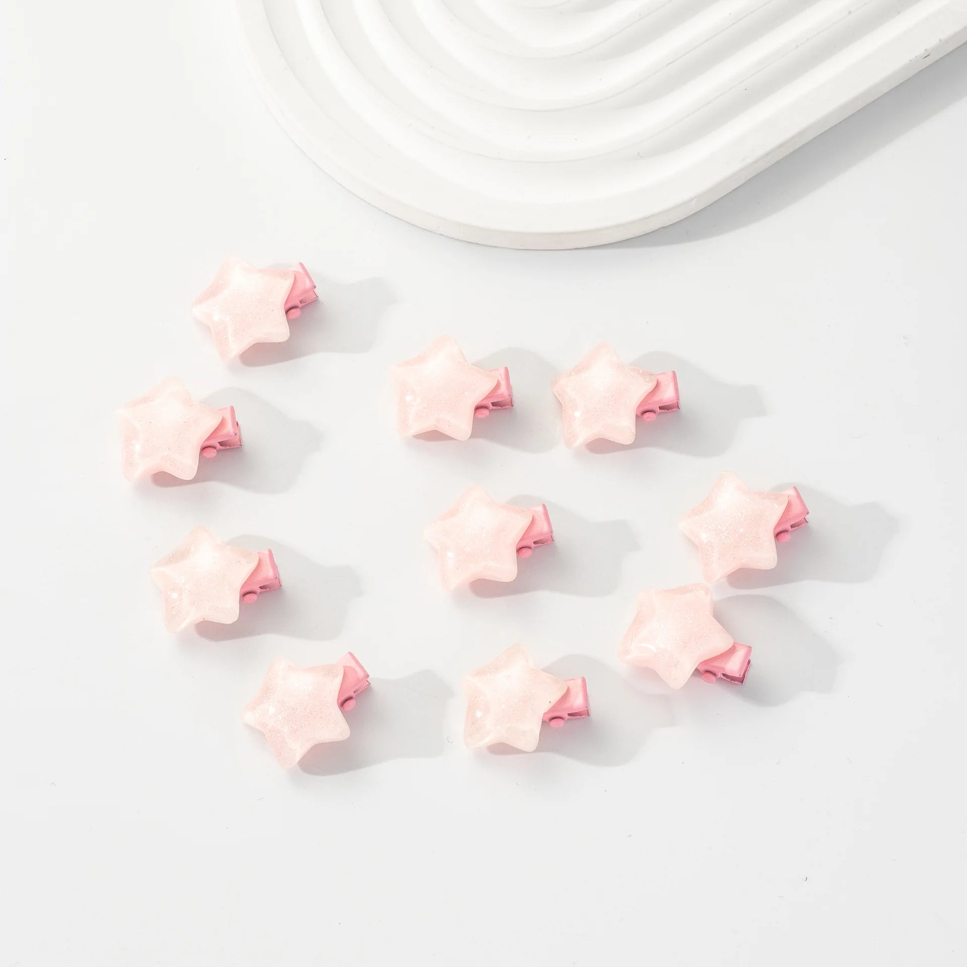 Decora Glitter Star Mini Hair Clips in White & Blue — Set of 10 Pink Shoptery